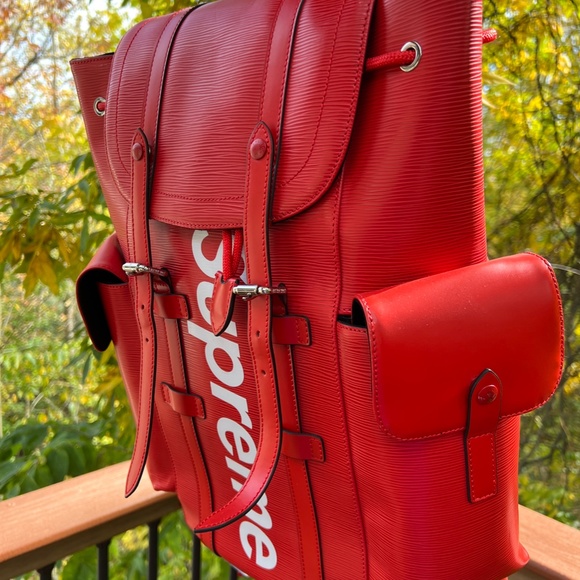 CLEAN LOUIS VUITTON Supreme Epi Christopher PM Backpack Leather Red - Picture 4 of 5